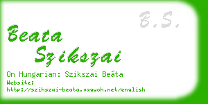 beata szikszai business card
